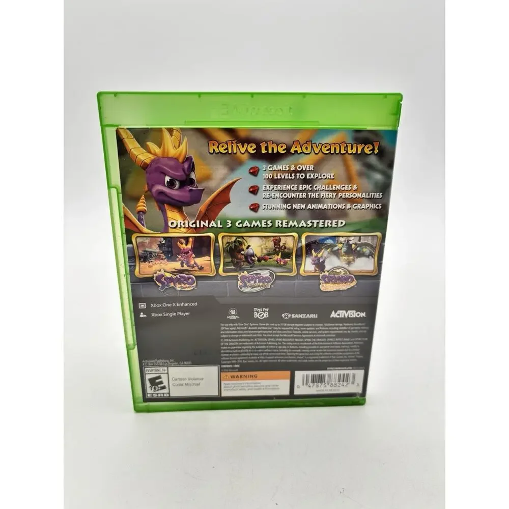 Spyro Ignited Trilogy (Microsoft Xbox One) No Insert Tested Works VG Condition